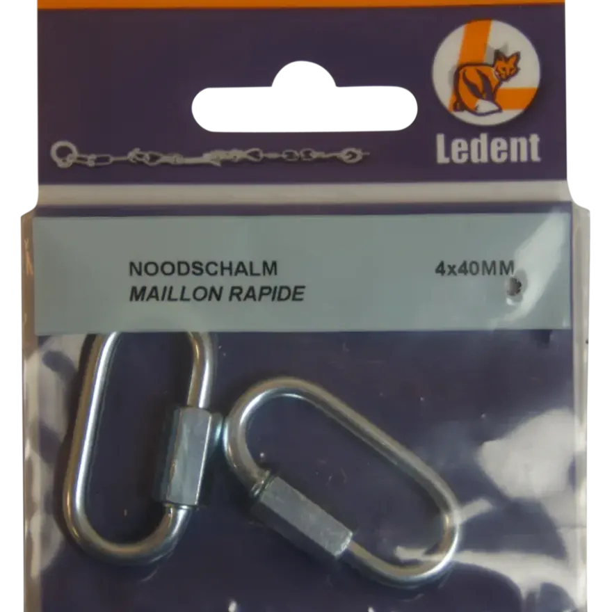 Ledent kettingsluiting 4 mm met moer verzinkt (2 stuks)