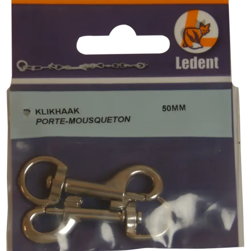 Ledent musketonhaak vernikkeld 50 mm 2 stuks