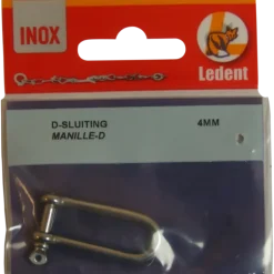 Ledent nodsluiting D-sluiting rvs 4 mm
