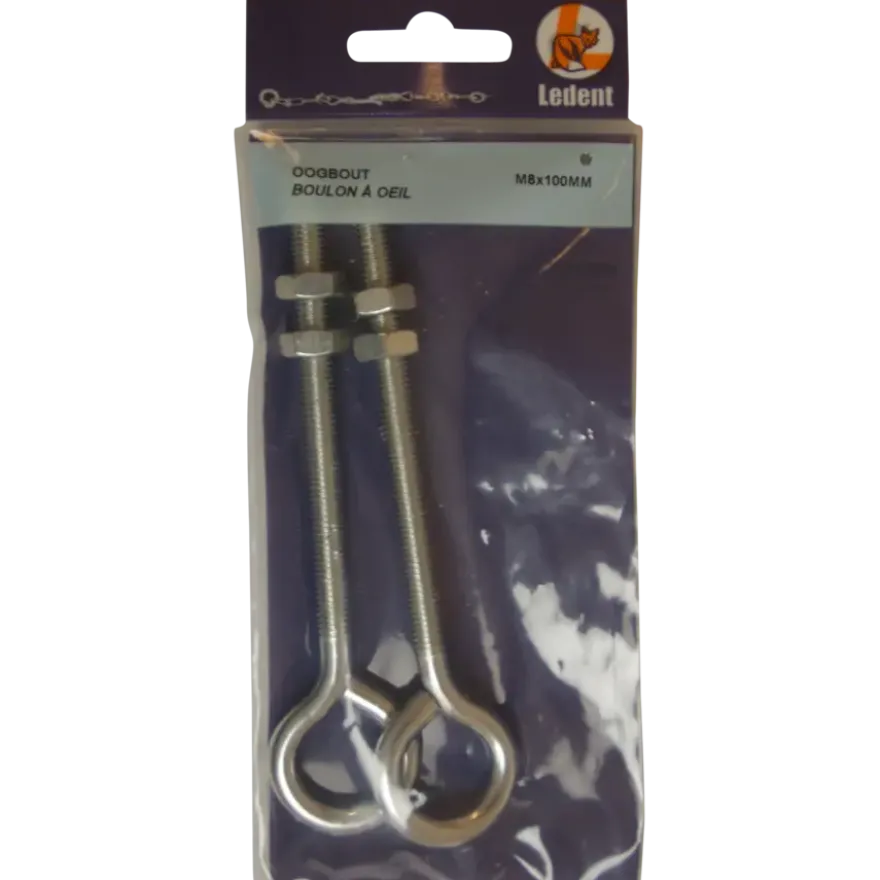 Ledent oogbout verzinkt M8x100 mm (2 stuks)