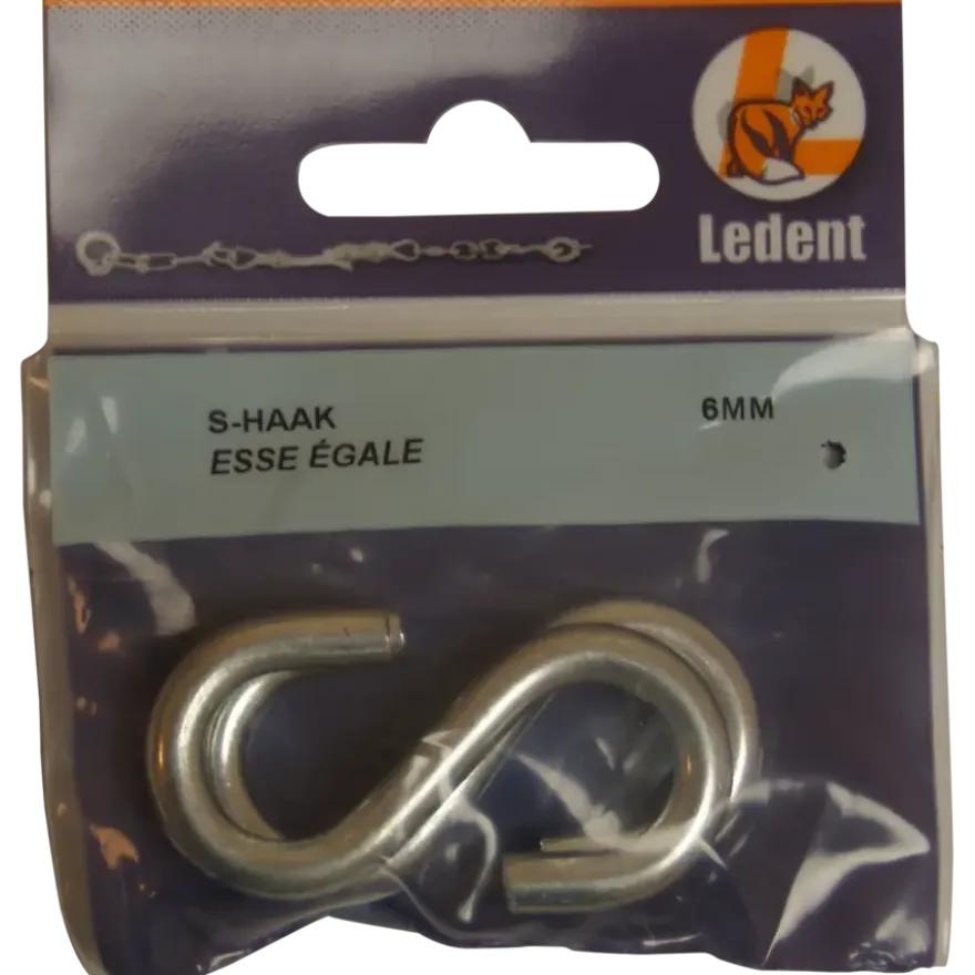 Ledent S-haak verzinkt 6 mm 2 stuks