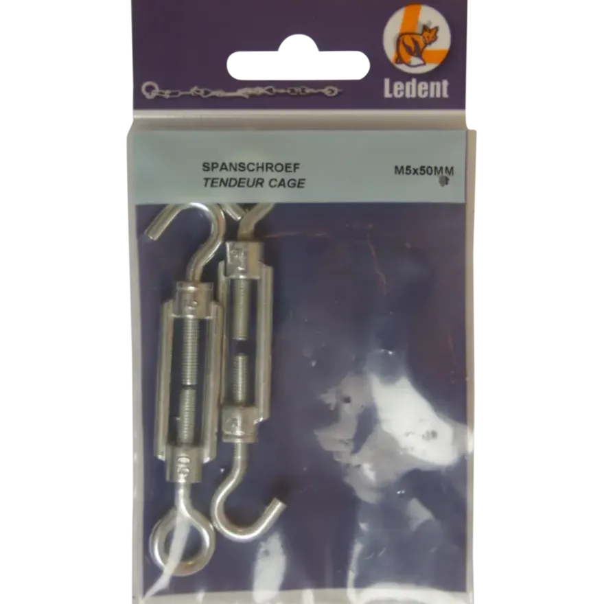 Ledent spanwartel haak/oog verzinkt 5 mm (2 stuks)