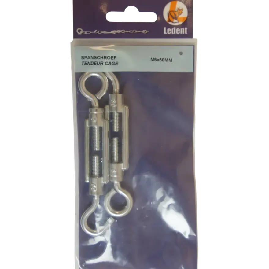 Ledent spanwartel haak/oog verzinkt 6 mm (2 stuks)