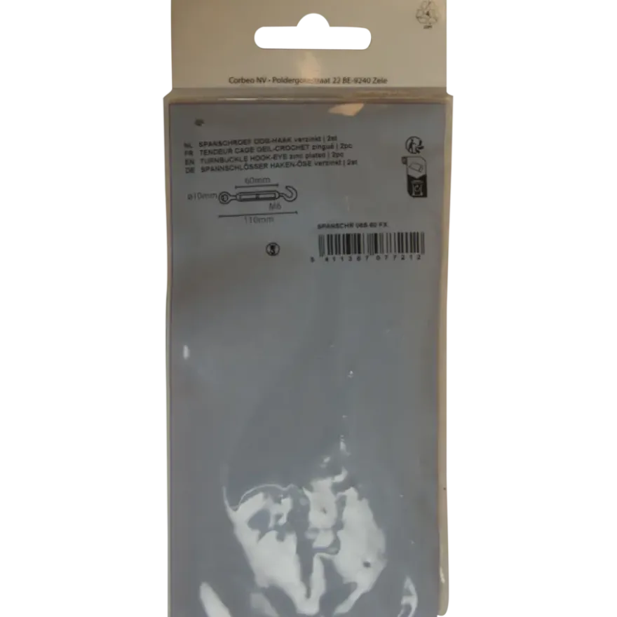 Ledent spanwartel haak/oog verzinkt 6 mm (2 stuks)