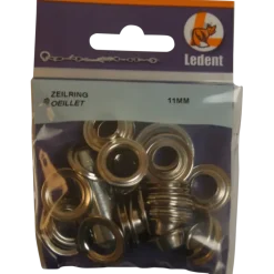 Ledent zeilringset messing 11 mm 15 stuks