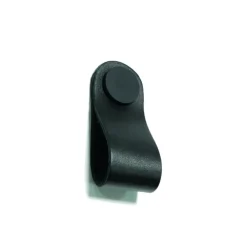 Leren knop Damian zwart 28mm