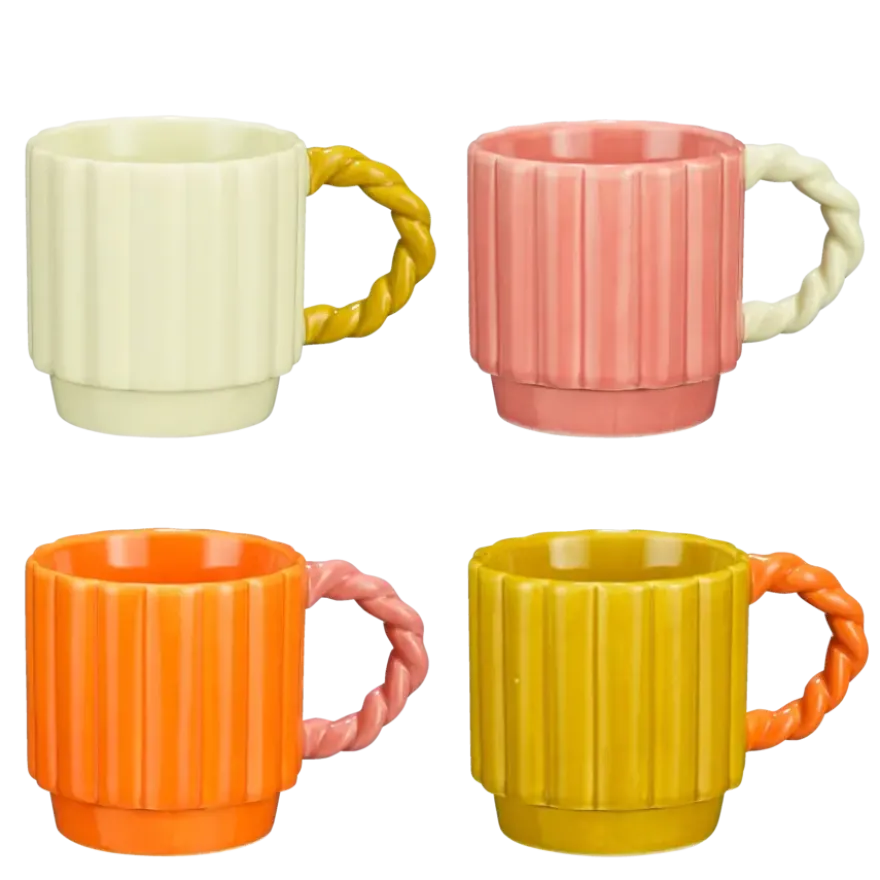 Lizzy mok roze oranje geel licht groen - l11xb8xh8cm