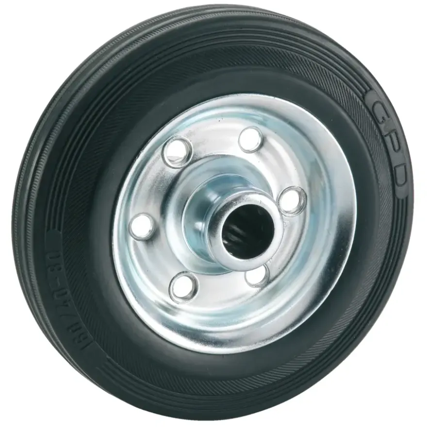 Los wiel rubber 80mm met as 12mm tot 50kg