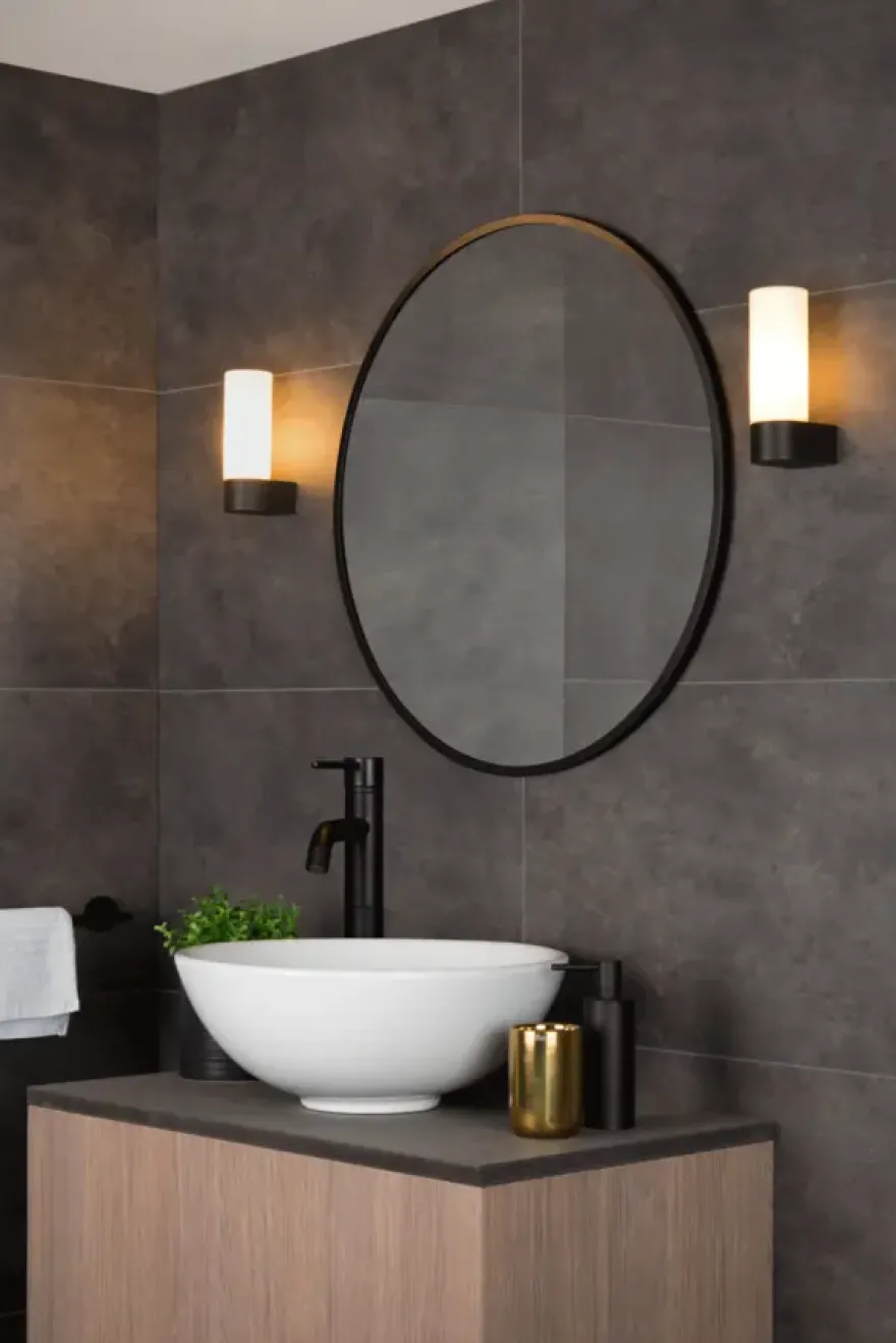 Lucide badkamer wandlamp 1-lichts Jesse IP44 zwart