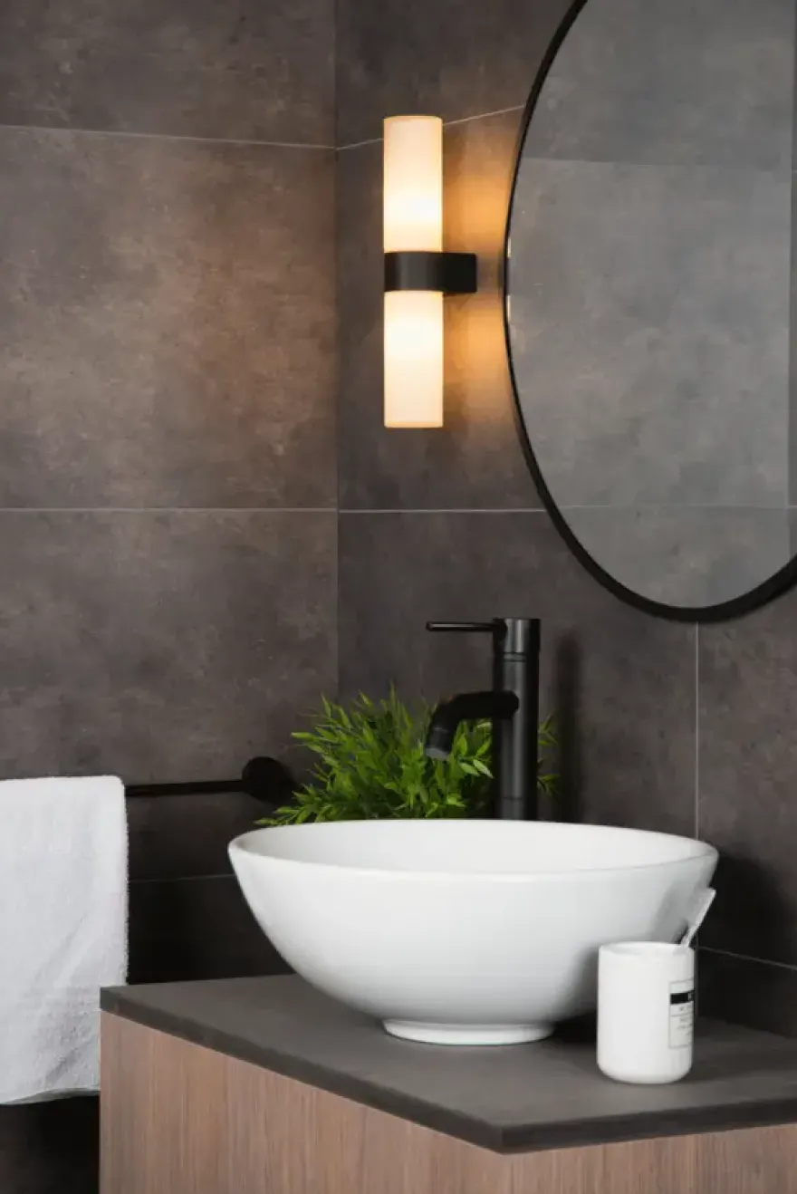 Lucide badkamer wandlamp 2-lichts Jesse IP44 zwart