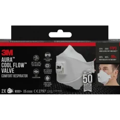 3M fijn stof masker vouwbaar met uitademventiel 9332C1 2 stuks