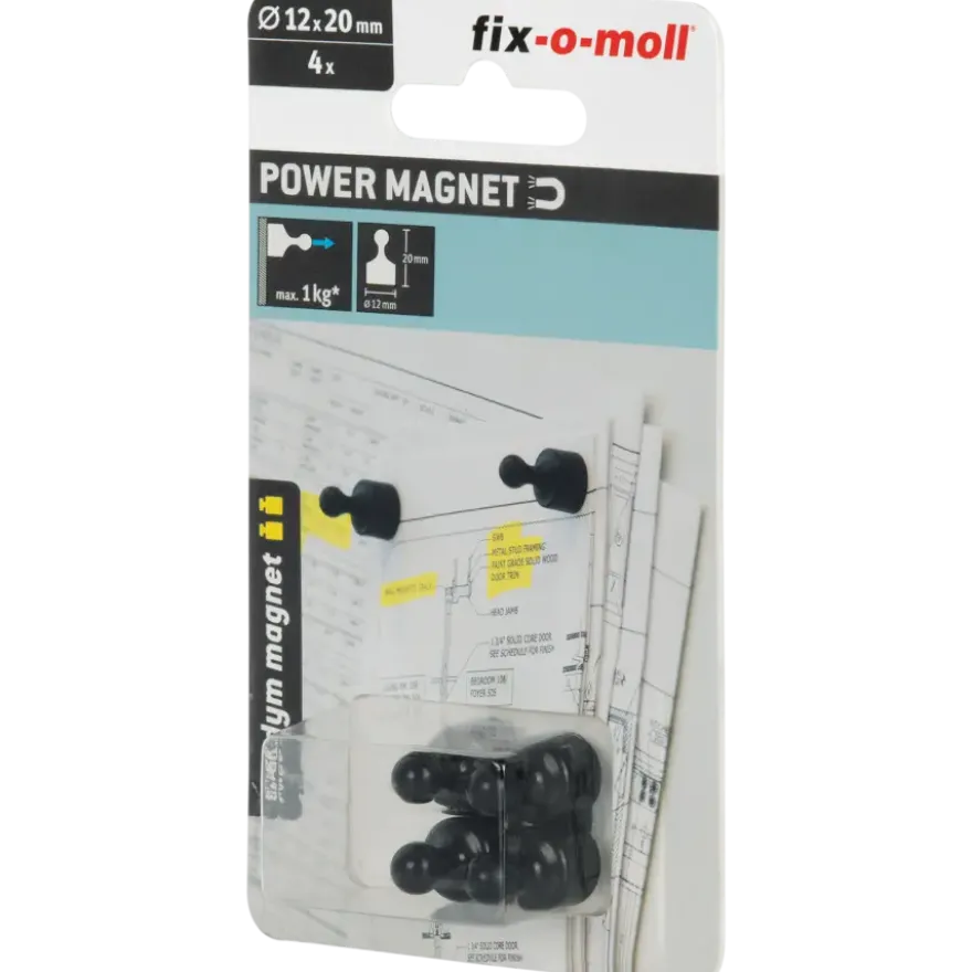 Magneet pion Neodym zwart 12x20mm 4 stuks