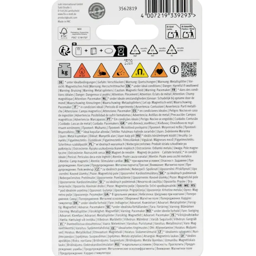 Magneet pion Neodym zwart 12x20mm 4 stuks