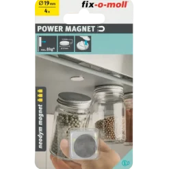 Magneetschijf Neodymium Klevend Zilver 19mm 4 stuks