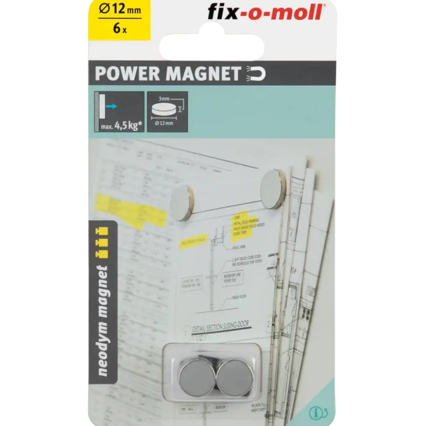 Magneetschijf Neodymium zilver 12x3mm 6 stuks