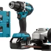 Makita 18V LXT accuboormachine + haakse slijper combinatieset (incl. 2 accu's 5.0Ah + lader)