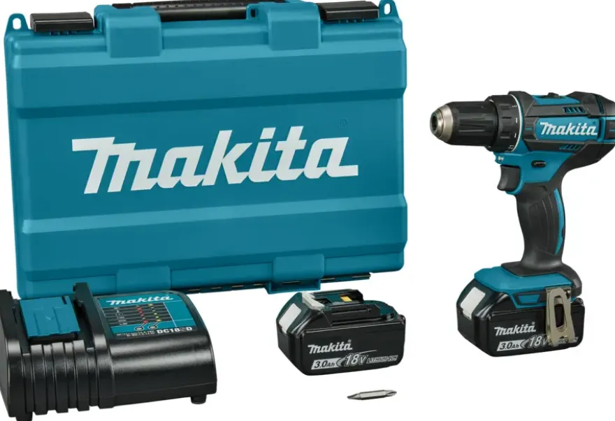 Makita accuboormachine DDF482SFE + 2 accu's 3.0Ah en snellader