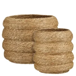 Mand rond bruin set van 2 - h40xd43cm