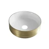 Marho Arden waskom rond glans wit/geborsteld goud 36 x 36 x 12 cm
