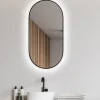 Marho Cerno badkamerspiegel ovaal met verwarming, verlichting dimbaar mat zwart 50 x 100 cm