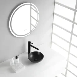 Marho Drova waskom rond 28 x 10 cm keramiek mat zwart