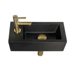 Marho fonteinset compleet links Ondine S mini zwart + geborsteld messing
