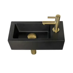 Marho fonteinset compleet rechts Ondine S mini zwart + geborsteld messing