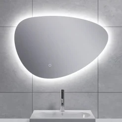 Marho Huevo organische badkamerspiegel met verlichting en verwarming dimbaar Ø 70 cm