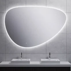 Marho Huevo organische badkamerspiegel met verlichting en verwarming dimbaar Ø 150 cm