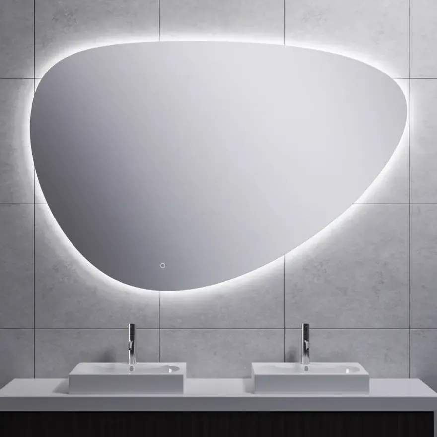 Marho Huevo organische badkamerspiegel met verlichting en verwarming dimbaar Ø 150 cm