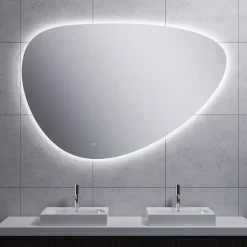 Marho Huevo organische badkamerspiegel met verlichting en verwarming dimbaar Ø 140 cm