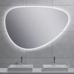 Marho Huevo organische badkamerspiegel met verlichting en verwarming dimbaar Ø 120 cm