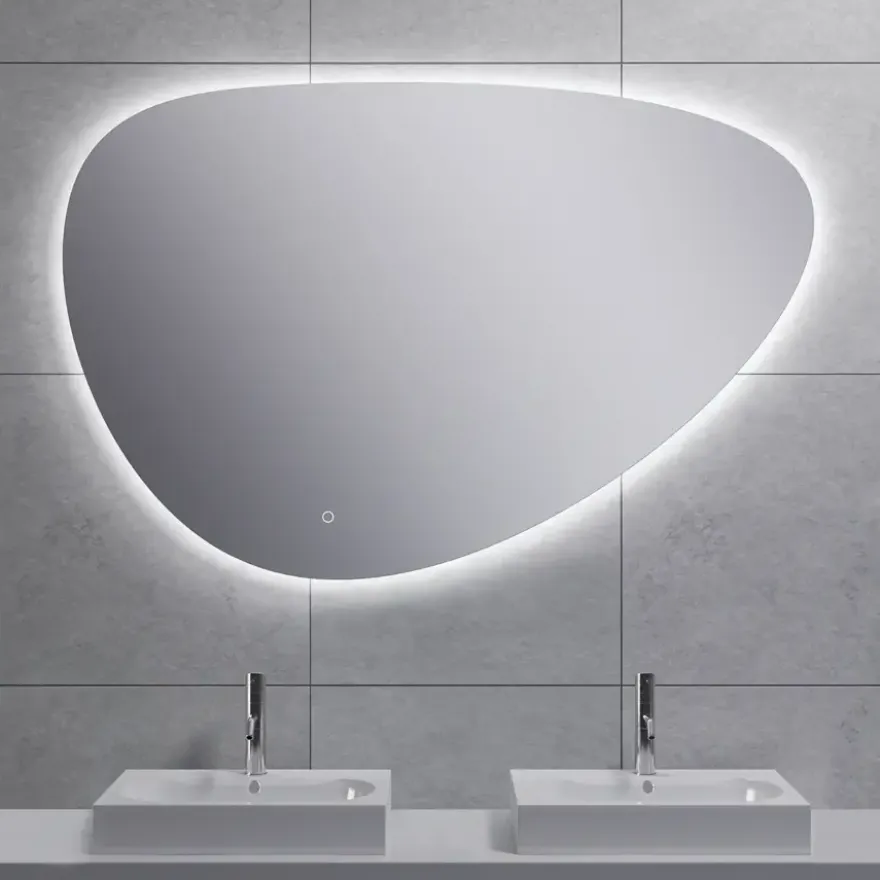 Marho Huevo organische badkamerspiegel met verlichting en verwarming dimbaar Ø 120 cm