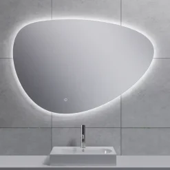 Marho Huevo organische badkamerspiegel met verlichting en verwarming dimbaar Ø 100 cm