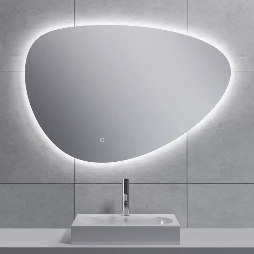 Marho Huevo organische badkamerspiegel met verlichting en verwarming dimbaar Ø 90 cm