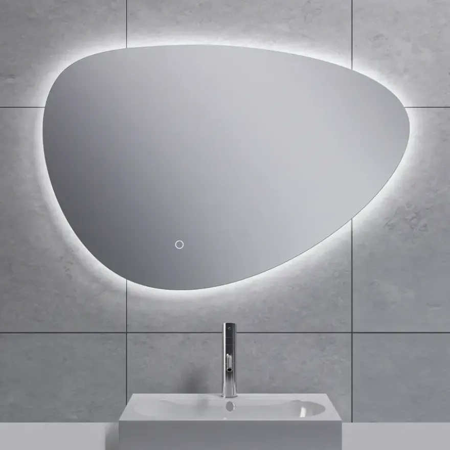 Marho Huevo organische badkamerspiegel met verlichting en verwarming dimbaar Ø 80 cm