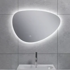 Marho Huevo organische badkamerspiegel met verlichting dimbaar Ø 60 cm
