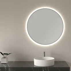 Marho Mavri badkamerspiegel verlichting dimbaar mat zwart Ø 100 cm