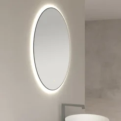 Marho Mavri badkamerspiegel verlichting dimbaar mat zwart Ø 100 cm