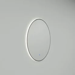 Marho Mavri badkamerspiegel rond verlichting dimbaar mat zwart Ø 80 cm