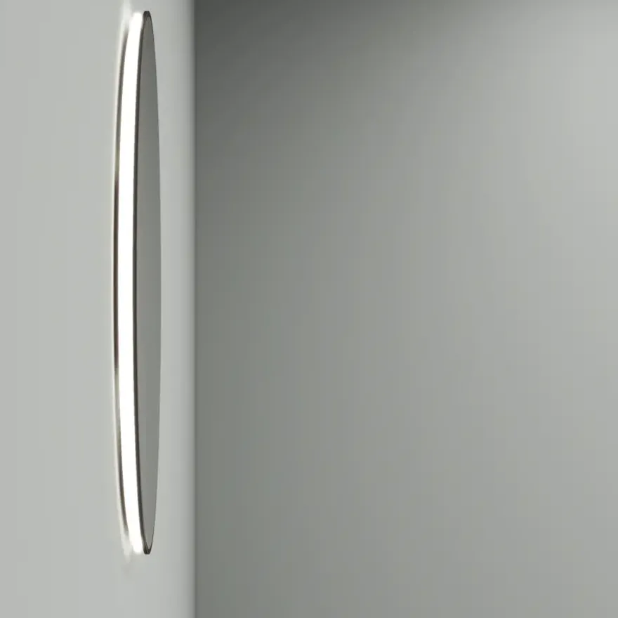 Marho Mavri badkamerspiegel rond verlichting dimbaar mat zwart Ø 80 cm