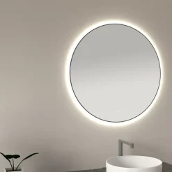 Marho Mavri badkamerspiegel verlichting dimbaar mat zwart Ø 60 cm