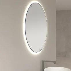 Marho Mavri badkamerspiegel verlichting dimbaar mat zwart Ø 60 cm