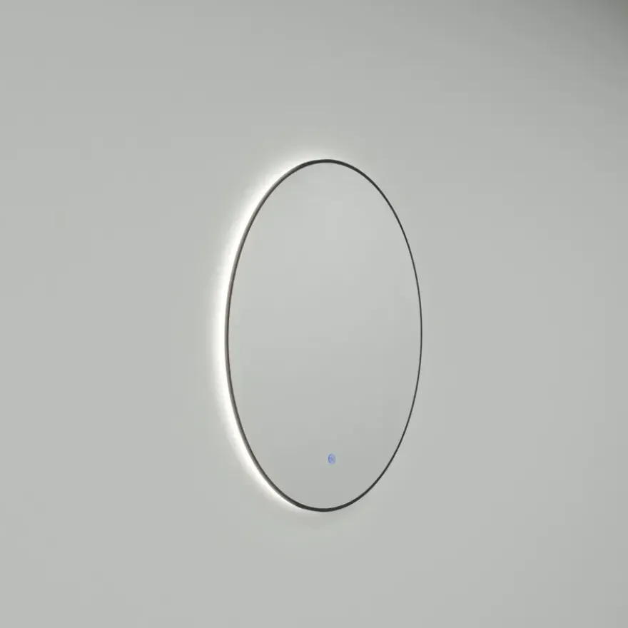 Marho Mavri badkamerspiegel verlichting dimbaar mat zwart Ø 60 cm