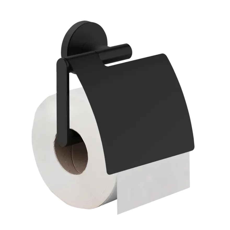 Marho Toiletrolhouder Luxor met klep zwart