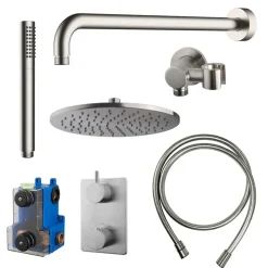 Marho Valdra regendouche set inbouw met thermostaatkraan 25 cm geborsteld staal