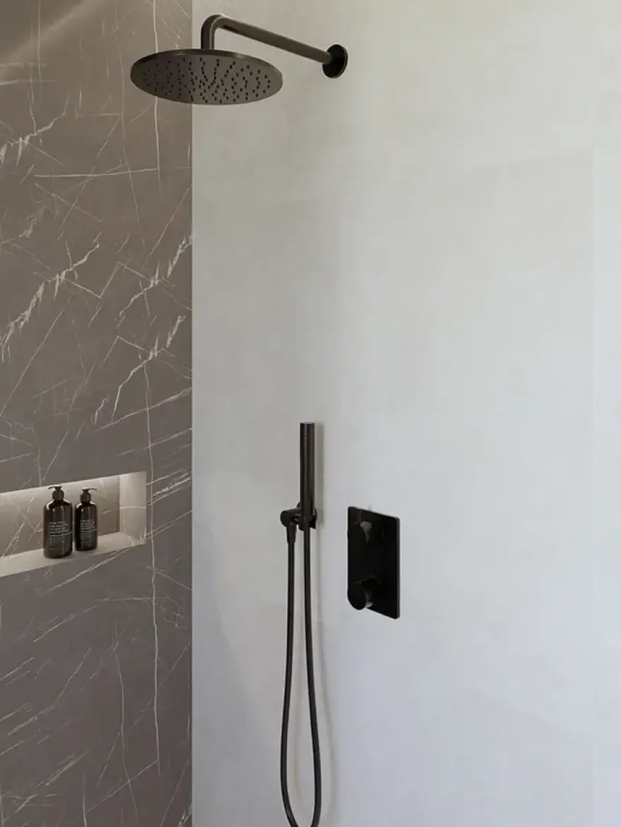 Marho Valdra regendouche set inbouw met thermostaatkraan 25 cm mat zwart