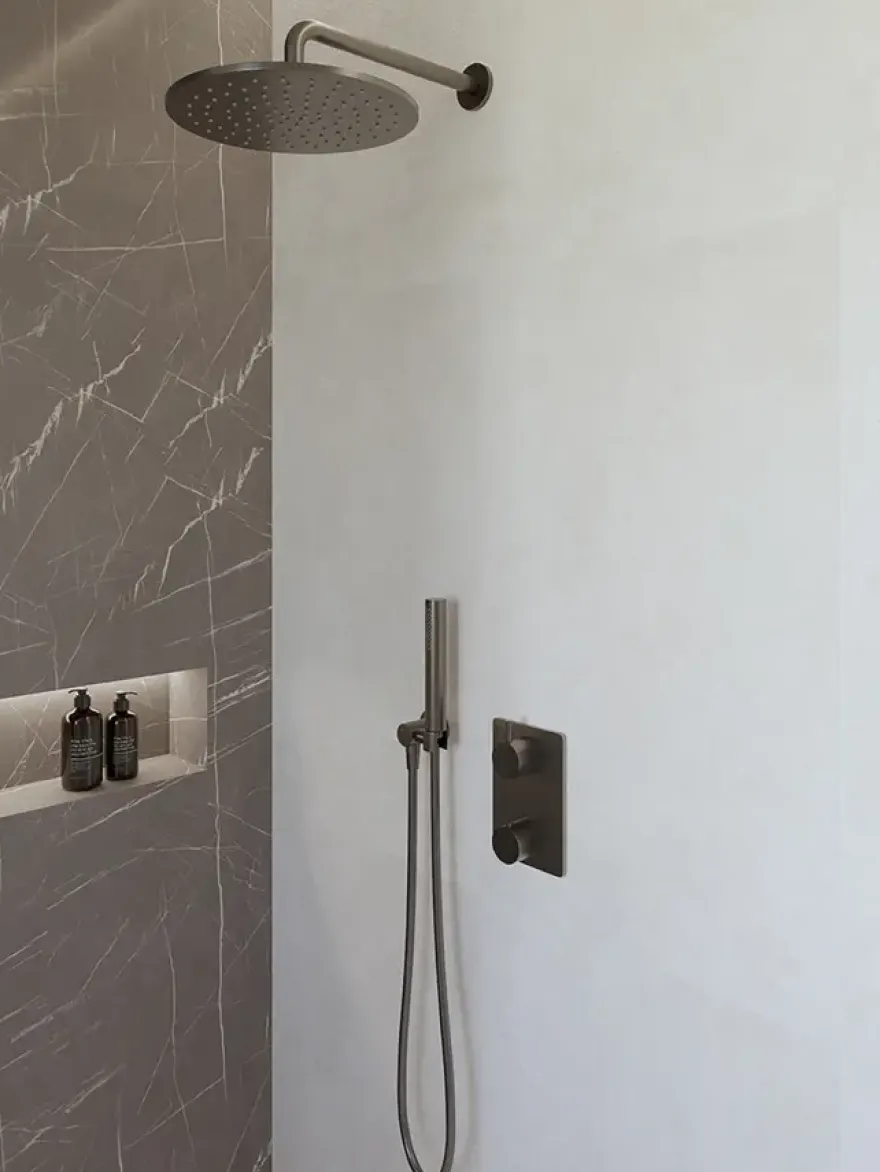Marho Valdra regendouche set inbouw met thermostaatkraan 30 cm gun metal