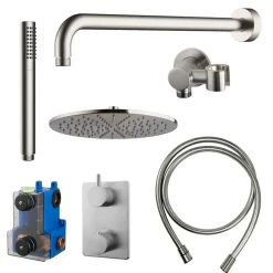 Marho Valdra regendouche set inbouw met thermostaatkraan 30 cm geborsteld staal