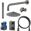 Marho Valdra regendouche set inbouw met thermostaatkraan 25 cm gun metal